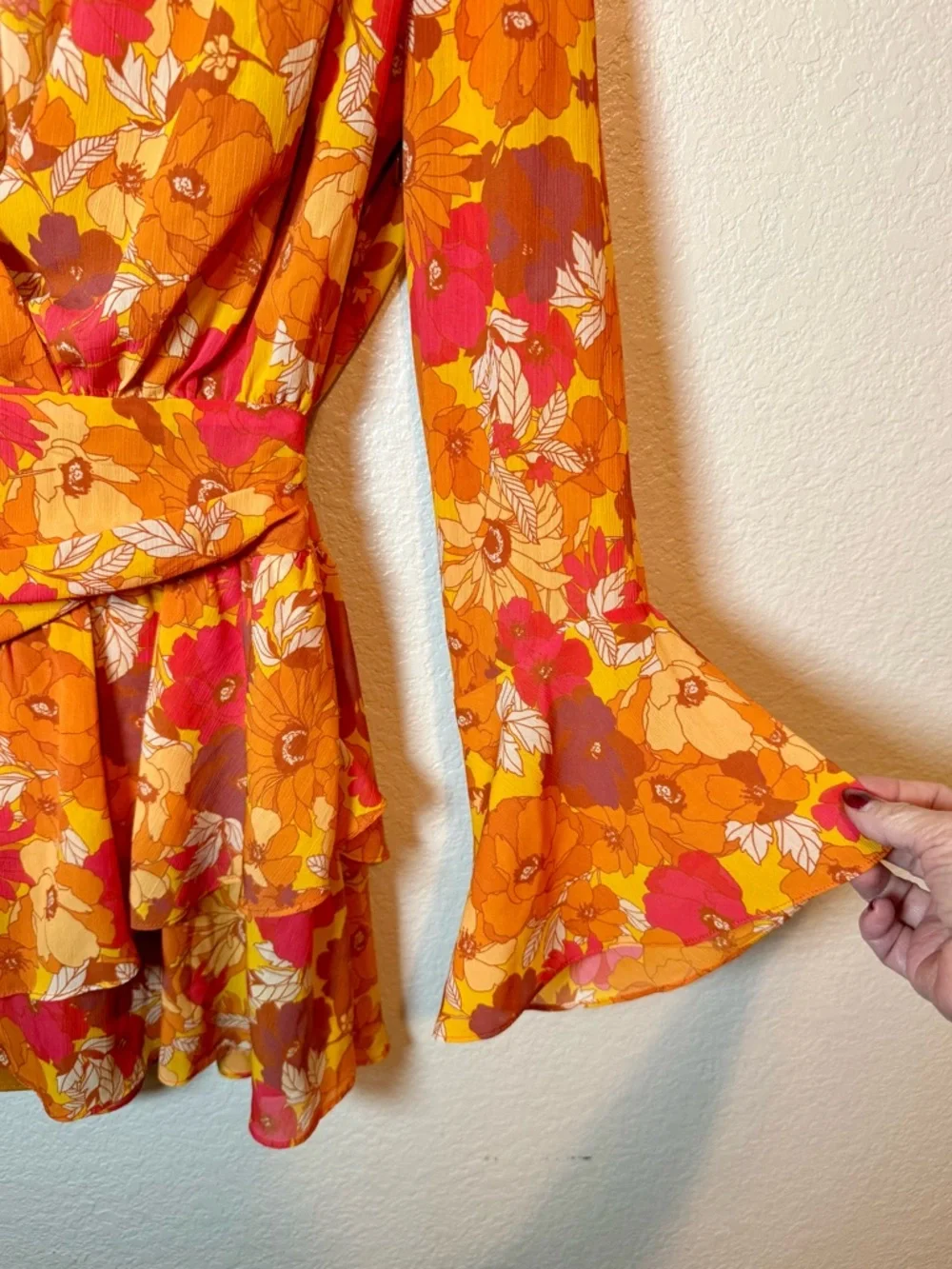 House of Harlow 1960 X Revolve Uriah Floral Mini Dress Orange Yellow Ted Size XS